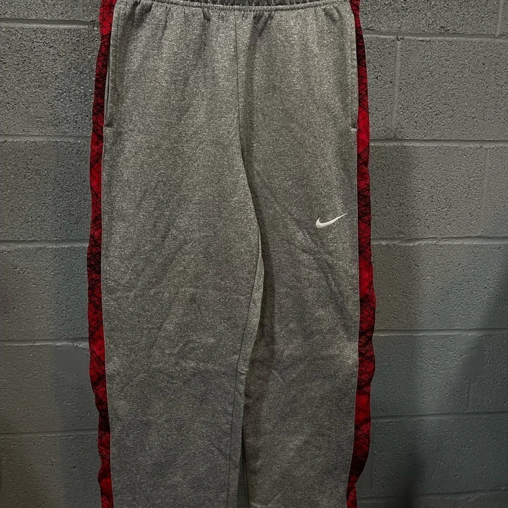 Nike Kids Gray Joggers with Red Stripes